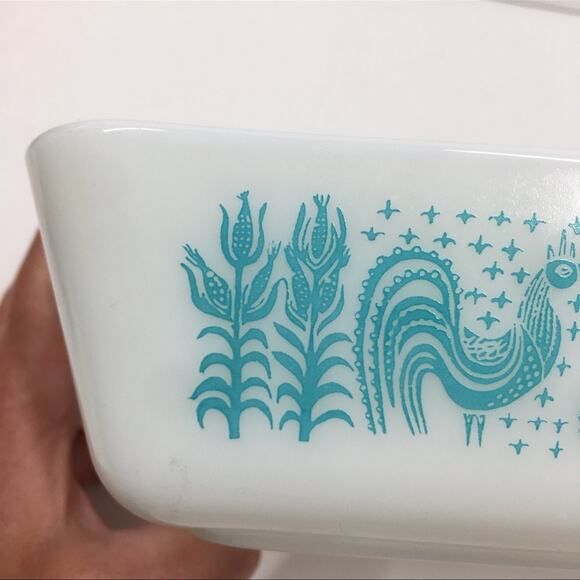 PYREX BUTTER PRINT 3 Piece Set Farm Blue Rooster 19 15 9 - Picture 6 of 16